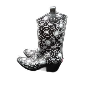 BLAZIN ROXX Layla Cowboy Rain Boot Black White Circle Dot Outdoor Size 11 Rubber